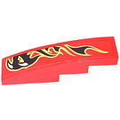 LEGO Red Slope 1 x 4 Curved with claw and black flames (left side) Sticker (11153)