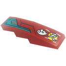LEGO Red Slope 1 x 4 Curved with Hull Plates, Silver Air Vent, Dots, Smoke and Logogram (Right) Sticker (11153)