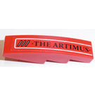 LEGO Red Slope 1 x 4 Curved with 'THE ARTIMUS' (left) Sticker (11153)