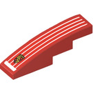 LEGO Rood Helling 1 x 4 Gebogen met Wit Lines en Porsche logo Sticker (11153)