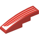 LEGO rot Steigung 1 x 4 Gebogen mit Weiß Lines (Links) Aufkleber (11153)