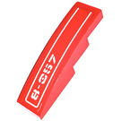 LEGO Red Slope 1 x 4 Curved with White Stripe and '8-057' (Left) Sticker (11153 / 61678)