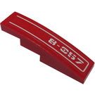 LEGO Red Slope 1 x 4 Curved with White Stripe and '8-057' (Right) Sticker (11153 / 61678)