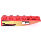 LEGO Rood Helling 1 x 6 Gebogen Omgekeerd met Flames en ‚G‘ Sticker (41763)