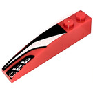 LEGO Rood Helling 1 x 6 Gebogen met Zilver en Zwart Links (41762 / 45241)