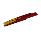 LEGO Red Slope 1 x 8 Curved with Plate 1 x 2 with Flames and Black Line and Diamonds (Model Left) Sticker (13731)