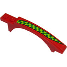 LEGO Red Slope 1 x 8 x 1.6 Curved with Arch with Green and Lime Checkered (Right) Sticker (50967)