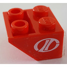 LEGO Red Slope 2 x 2 (45°) Inverted with 'LT' Logo Sticker with Flat Spacer Underneath (3660)