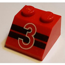 LEGO rot Steigung 2 x 2 (45°) mit "3" und Schwarz Streifen (3039)