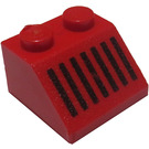 LEGO Röd Backe 2 x 2 (45°) med Svart Grill (60186 / 69607)