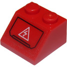 LEGO rot Steigung 2 x 2 (45°) mit Electrical Hazard Aufkleber (3039)