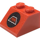 LEGO rot Steigung 2 x 2 (45°) mit MTron Logo (3039)