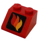 LEGO Rood Helling 2 x 2 (45°) met Rood Oranje en Geel Flames (3039)