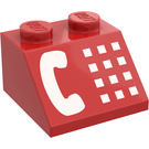 LEGO Rood Helling 2 x 2 (45°) met Wit Phone (3039)