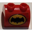 LEGO Rood Helling 2 x 2 Gebogen met 2 Studs Aan Top met Vleermuis emblem Sticker (30165)