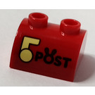 LEGO rot Steigung 2 x 2 Gebogen mit 2 Bolzen auf oben mit POST Aufkleber (30165)