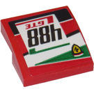 LEGO Rood Helling 2 x 2 Gebogen met '488 GTE' (Links) Sticker (15068)