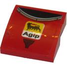 LEGO Rood Helling 2 x 2 Gebogen met 'Agip' Sticker (15068)