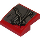 LEGO rouge Pente 2 x 2 Incurvé avec Armor avec Rivets Autocollant (15068)
