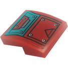 LEGO Red Slope 2 x 2 Curved with Dark Turquoise Hatch and Hull Plates with Silver Dots Sticker (15068)