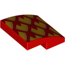 LEGO Red Slope 2 x 2 Curved with Dragon Gold scales Left (15068 / 50486)
