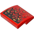 LEGO rouge Pente 2 x 2 Incurvé avec Dragon Scales Autocollant (15068)