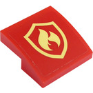 LEGO rouge Pente 2 x 2 Incurvé avec Feu logo Autocollant (15068)