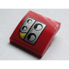 LEGO rouge Pente 2 x 2 Incurvé avec Headlights (La gauche) Autocollant (15068)