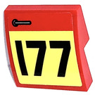 LEGO Rood Helling 2 x 2 Gebogen met I77 Aan Geel Handvat Links Sticker (15068)