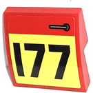 LEGO Rood Helling 2 x 2 Gebogen met I77 Aan Geel Handvat Rechtsaf Sticker (15068)