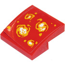 LEGO rouge Pente 2 x 2 Incurvé avec Lava Balls Autocollant (15068)