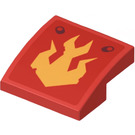 LEGO Red Slope 2 x 2 Curved with Ninjago Flame Emblem Sticker (15068)