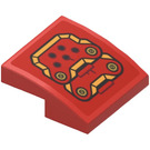 LEGO rouge Pente 2 x 2 Incurvé avec rouge et Gold Double Panneau Autocollant (15068)
