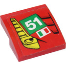 LEGO rot Steigung 2 x 2 Gebogen mit Gelb Eye, "51" und Italian Flagge Aufkleber (15068)
