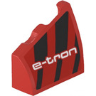 LEGO Red Slope 2 x 2 x 0.6 Curved Angled Left with ‘e-tron’ and Black Stripes Sticker (5095)
