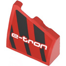LEGO Red Slope 2 x 2 x 0.6 Curved Angled Right with ‘e-tron’ and Black Stripes Sticker (5093)