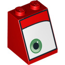 LEGO Red Slope 2 x 2 x 2 (65°) with Face with Eye, bottom (left) with Bottom Tube (3678 / 95830)