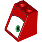 LEGO Rood Helling 2 x 2 x 2 (65°) met Gezicht met Eye, centered (Rechtsaf) met buis aan de onderzijde (3678 / 33880)