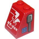 LEGO Rood Helling 2 x 2 x 2 (65°) met Headset en Wit Eagle Facing Rechtsaf Sticker zonder buis aan de onderzijde (3678)