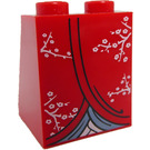 LEGO rot Steigung 2 x 2 x 2 (65°) mit Kimono Muster mit Unterrohr (3678 / 95027)