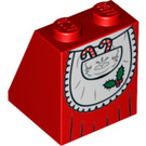 LEGO Rood Helling 2 x 2 x 2 (65°) met Mrs. Claus Apron met Holly met buis aan de onderzijde (3678 / 18125)