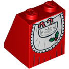 LEGO Červená Sklon 2 x 2 x 2 (65°) s Mrs. Claus Apron s Holly se spodní trubičkou (3678 / 18125)