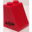 LEGO rot Steigung 2 x 2 x 2 (65°) mit Zug Logo  Aufkleber mit Unterrohr (3678)