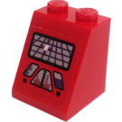 LEGO rouge Pente 2 x 2 x 2 (65°) avec Viewscreen et Metrics Autocollant avec tube inférieur (3678)