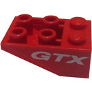 LEGO Red Slope 2 x 3 (25°) Inverted with 'GTX' Sticker without Connections between Studs (3747)