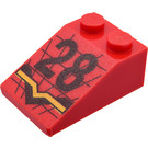 LEGO Red Slope 2 x 3 (25°) with "28" with Rough Surface (3298)