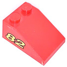 LEGO Red Slope 2 x 3 (25°) with "82" Sticker with Rough Surface (3298)