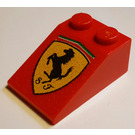 LEGO Red Slope 2 x 3 (25°) with Ferrari Logo with Rough Surface (3298)