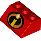 LEGO Red Slope 2 x 3 (45°) with Incredibles I Logo (3038 / 38135)