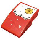 LEGO Rood Helling 2 x 3 Gebogen met Wit en Rood Metal Plaat met Geel Button Sticker (24309)
